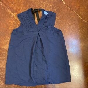 Ladies Navy Simply Vera by Vera Wang Sleeveless Gauze Shirt